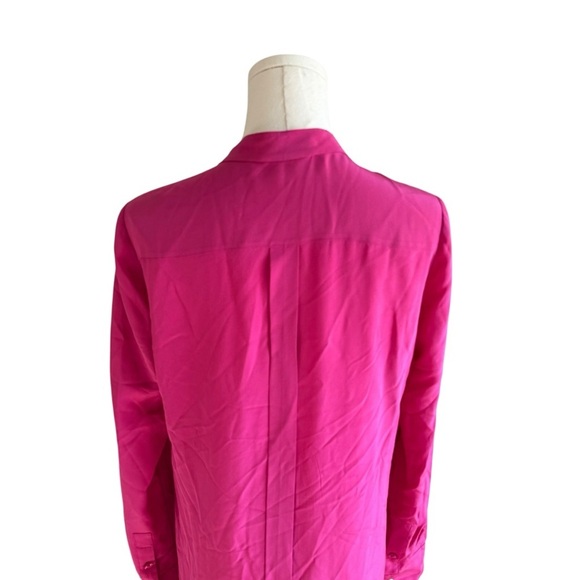 Tory Burch - Jane Ruffle Silk Fuchsia Long Sleeve Dress Sz 4 - Picture 9 of 11